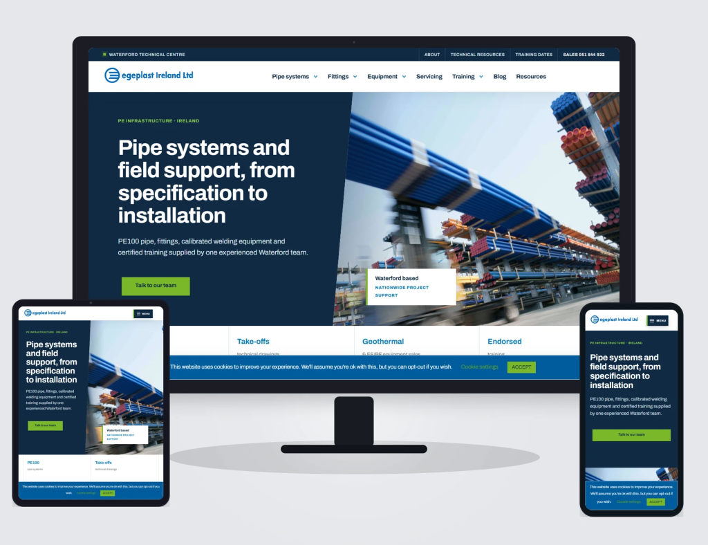 egeplast Ireland PE pipe systems website